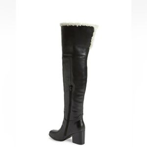 Jeffrey Campbell Black and White Over the Knee Boots